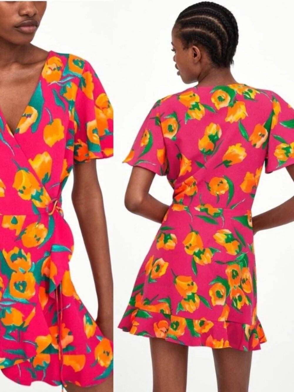 Zara Magenta Floral Side-Tie Romper - Picture 2 of 8
